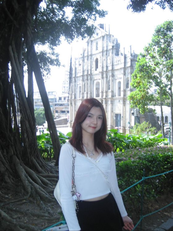 Beaker at the Ruins of St. Paul's in Macau